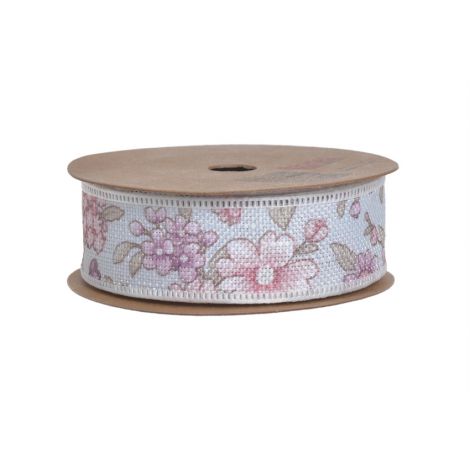 Wstążka dekoracyjna Canea 25mm x 5m, Kwiaty Rose